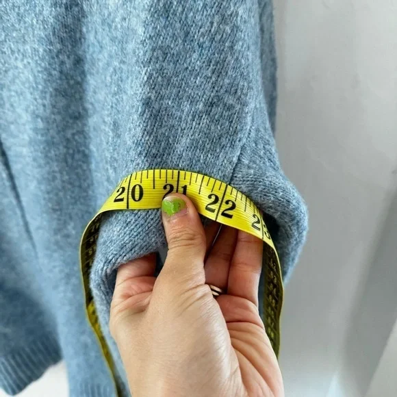 Soft Surroundings Heathered Wool Blue Turtleneck Tunic Sweater Pockets Relaxed S - Picture 8 of 9